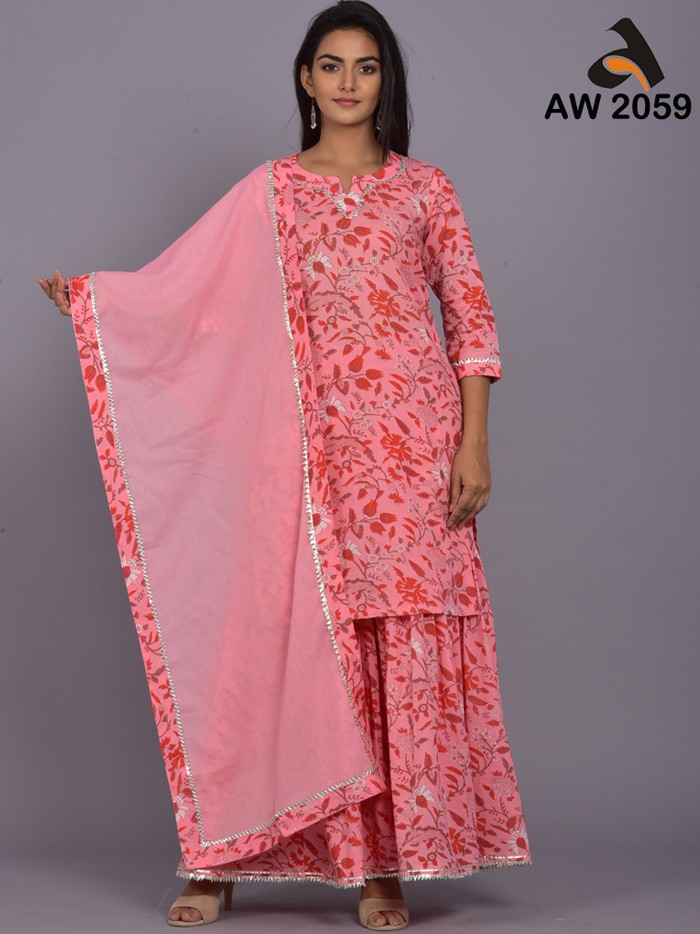 Elegant Booti Print Kurta and Pant Set with Matching Dupatta