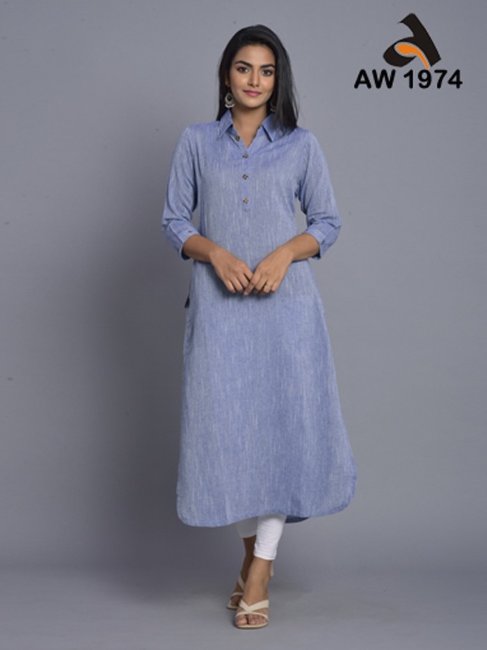 Formal Collar Apple Cut Kurta with Sequin Embellishments