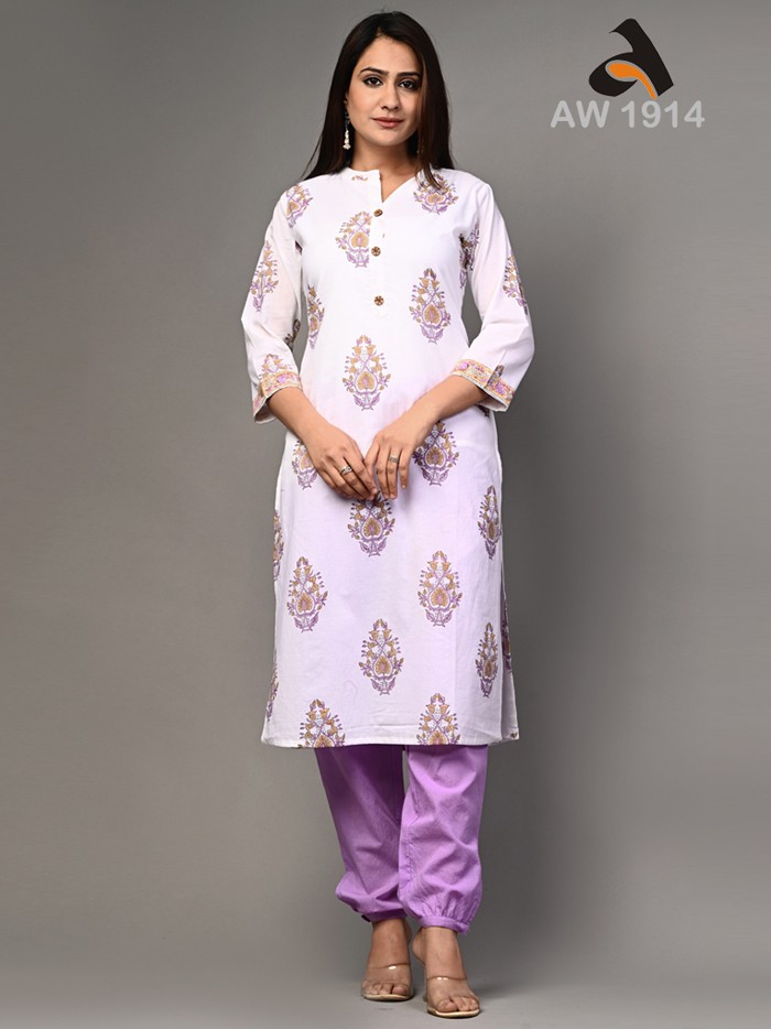 Mughal Boota Handblock Print Kurta with Matching Bottom