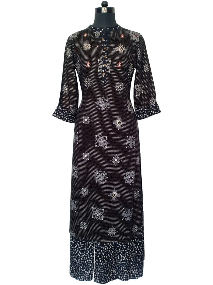 Black Kurta and Palazzo Set with Golden Polka Dots