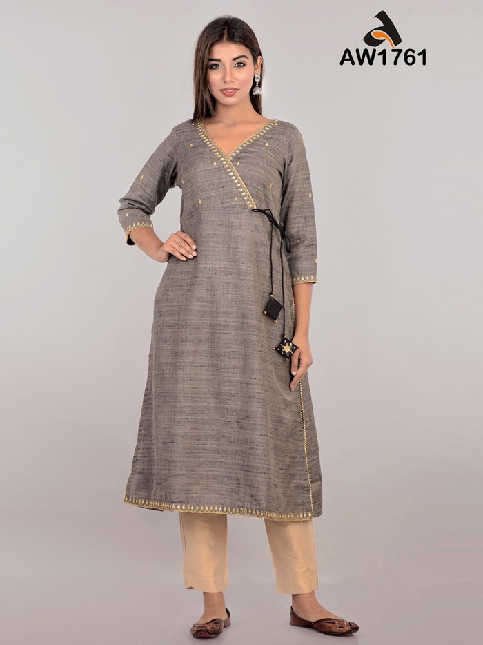 MARODI Work A-Line Mahi Silk Kurta