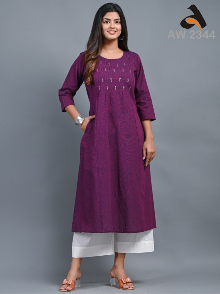 Deep Purple South Cotton Chambray Kurta