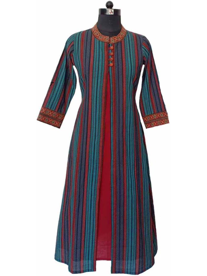 Double Layer Hand Ajrakh Cotton Dress