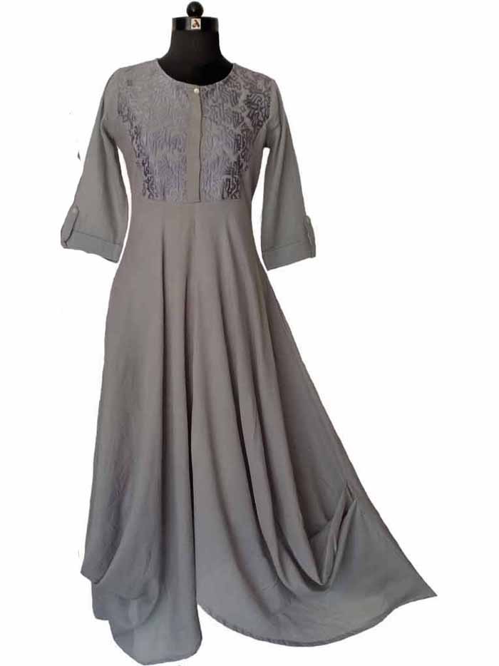 Grey Embroidery Indo-Western Dress In Unique Cuts