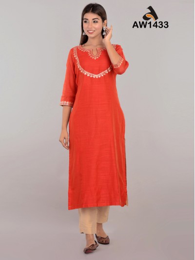 Chanderi Straight Kurta