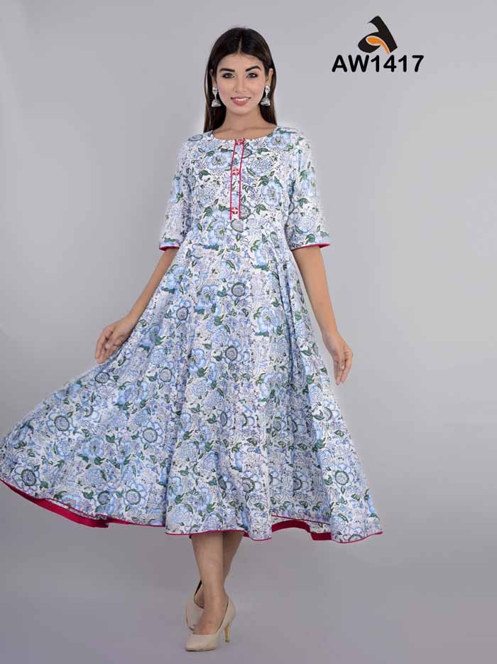 Handblock Anarkali Dress