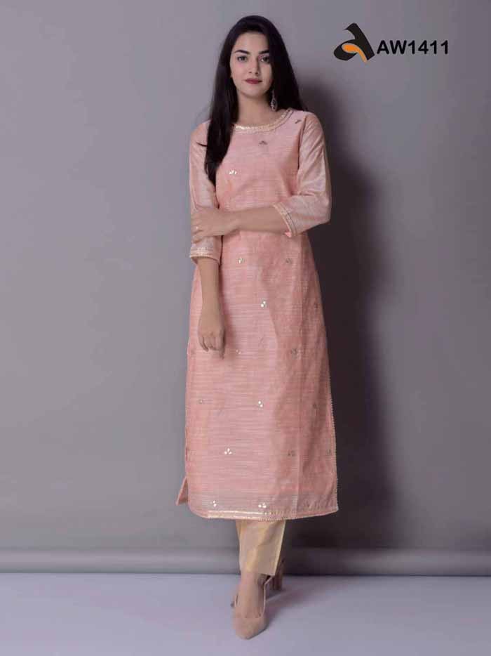 Chanderi Slub Kurta