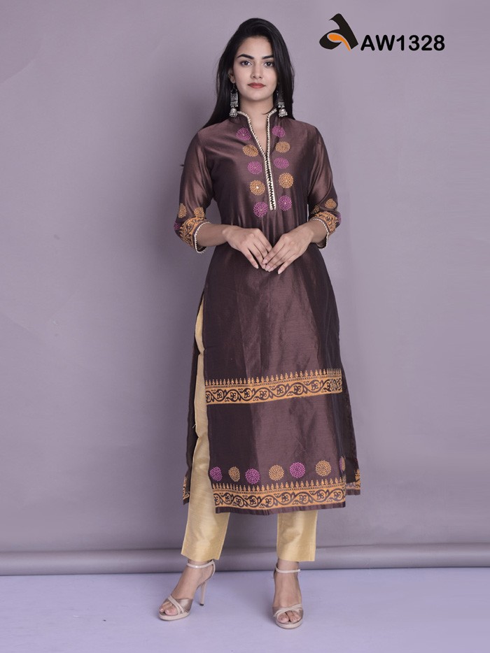 Handblock Print Chanderi Kurta