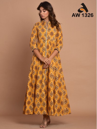 Ethnic Print Anarkali Dress