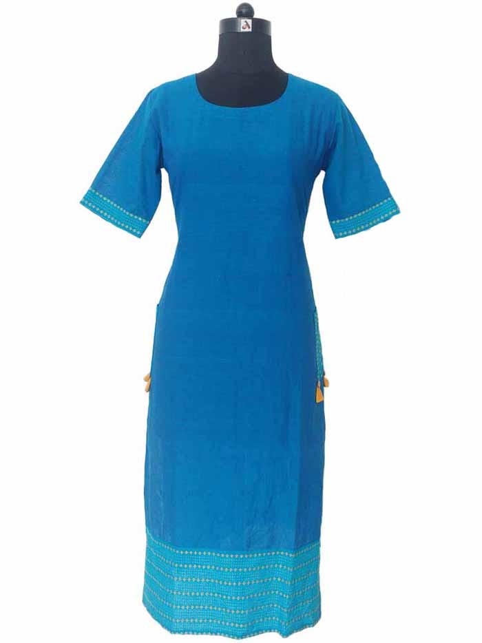 Blue South Cotton Straight Kurta