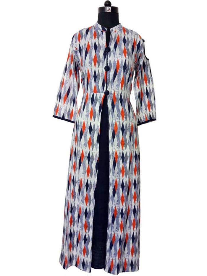 Multi Color Rayon Designer Print Long Dress