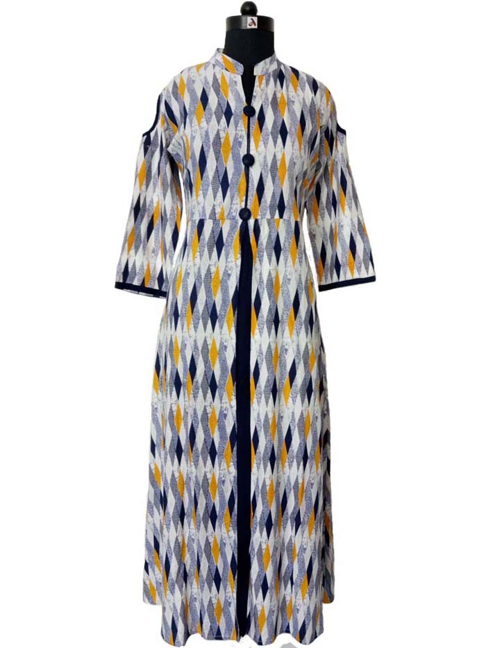 Multi Color Rayon Designer Print Long Dress