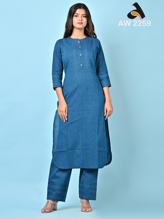 Teal & Maroon South Cotton Kurta & Straight Pant